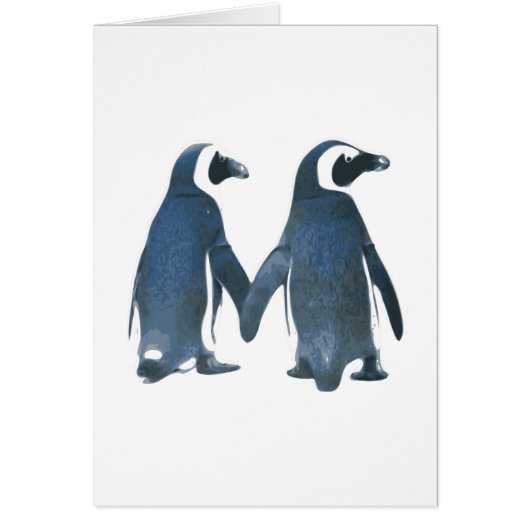 Penguin Couple Holding Hands Cards (Front)