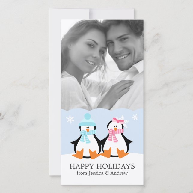 Penguin Couple Holiday Card (Front)