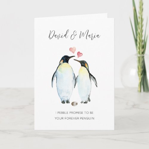 Penguin Couple in Love Anniversary Card