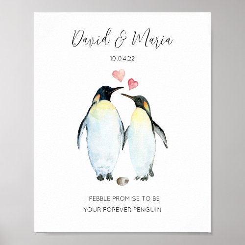 Penguin Couple Love Birds Anniversary Poster