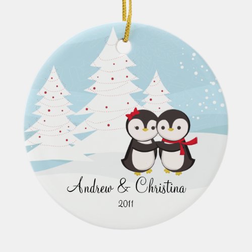 Penguin Couple Love Cute Christmas Ornament