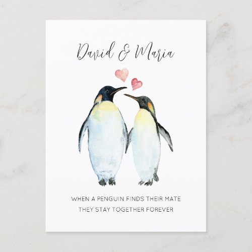 Penguin Couple Love You Forever Anniversary Postcard