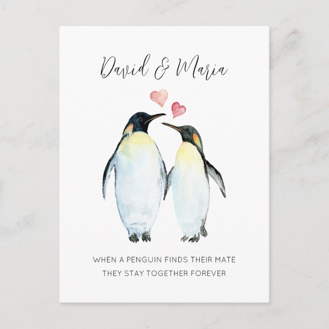 Penguin Couple Love You Forever Anniversary Postcard (Front)