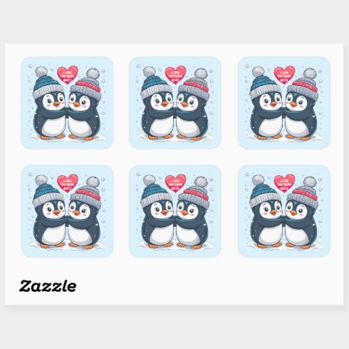 Penguin Couple Square Sticker