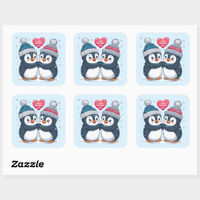 Penguin Couple Square Sticker (Sheet)