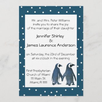Penguin Couple Wedding Invitation by Lilleaf at Zazzle