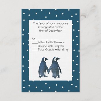 Penguin Couple Wedding Rsvp Card by Lilleaf at Zazzle