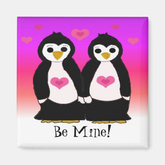 Penguin Couple with Cute Hearts Magnet