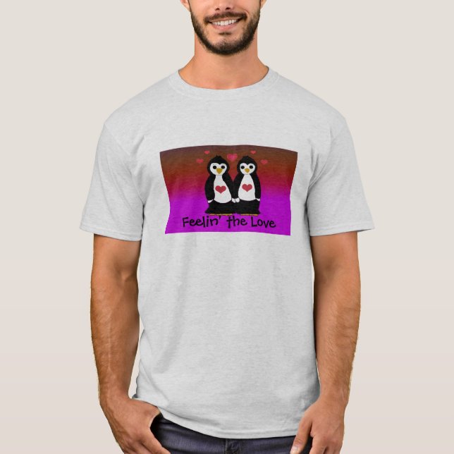 Penguin Couple with Hearts T-Shirt (Front)