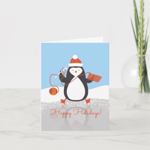 Penguin crochet hook yarn Christmas handmade by Holiday Card