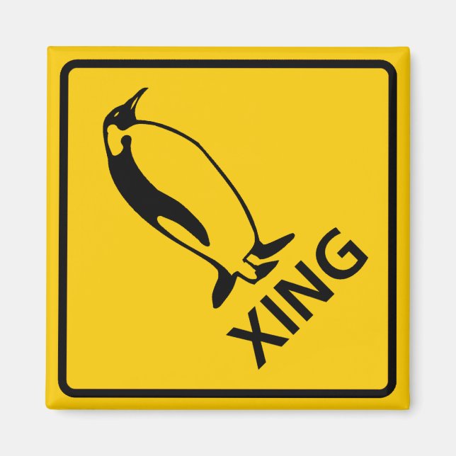 Penguin Crossing Highway Sign Magnet (Front)