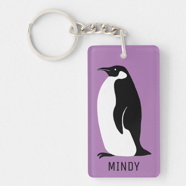Penguin CUSTOM Purple Black White Keychain (Front)