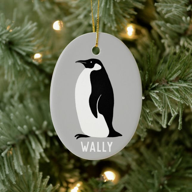 Penguin CUSTOMIZE IT Black White Gray Ceramic Ornament (Tree)