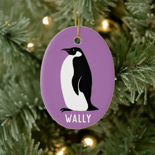 Penguin CUSTOMIZE IT Purple Ceramic Ornament