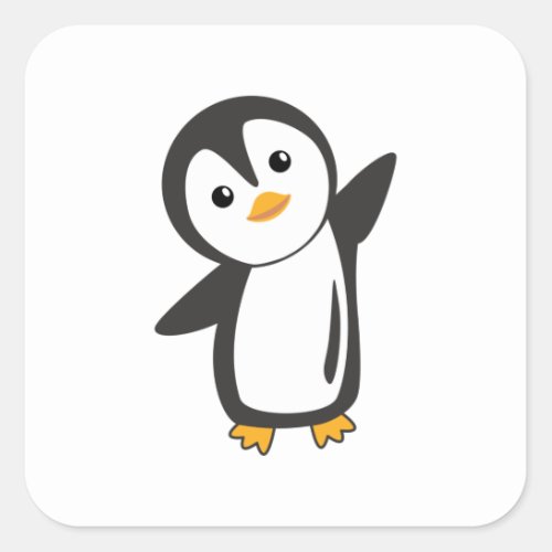 Penguin Cute Animals For Kids Funny Bird Square Sticker