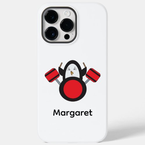 Penguin Cute Drummer Personalize Case_Mate iPhone 14 Pro Max Case