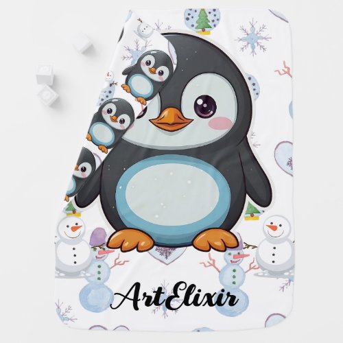 Penguin Cute Kawaii Baby Print Baby Blanket