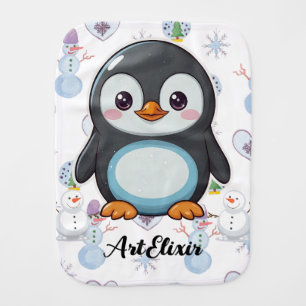 Penguin Cute Kawaii Baby Print Baby Burp Cloth