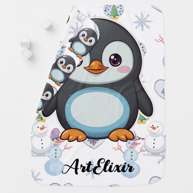 Penguin Cute Kawaii Baby Print Blanket (In Situ)
