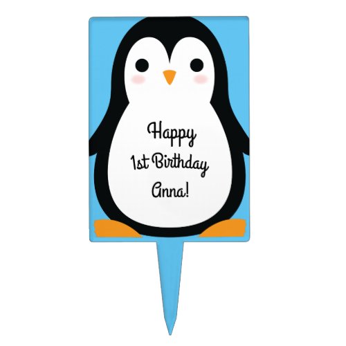 Penguin Cute Kids Birthday Cake Topper Decor