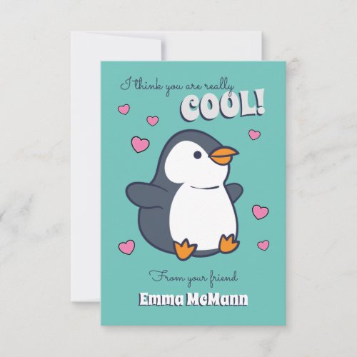 Penguin Cute Kids Classroom Valentine Card