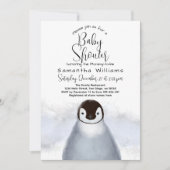 Penguin cute modern Winter Baby Shower Invitation (Front)