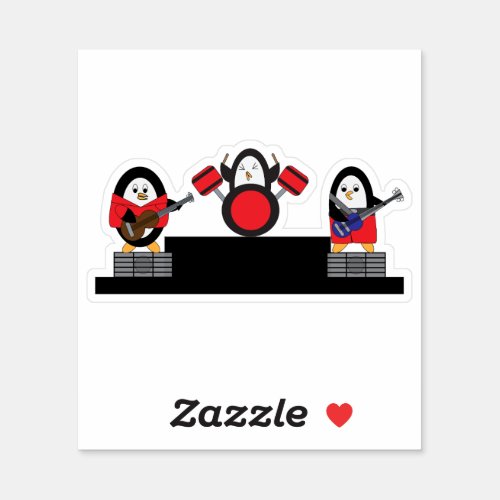 Penguin Cute Rock and Roll Band Musicians Sticker