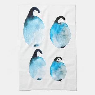 Penguin cute watercolor kitchen towel