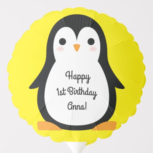 Penguin Cute Winter 1st Birthday Mylar Balloon