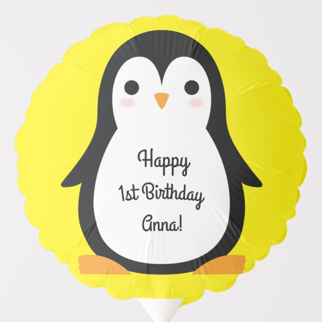 Penguin Cute Winter 1st Birthday Mylar Balloon (Front)