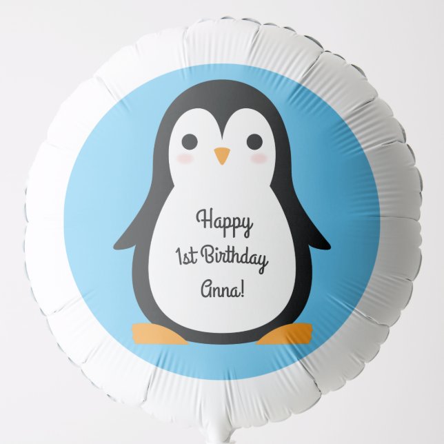 Penguin Cute Winter 1st Birthday Mylar Balloon (Front)
