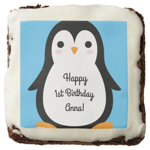 Penguin Cute Winter 1st Birthday Party Brownies