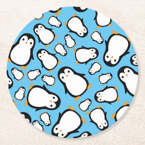 Penguin Cute Winter 1st Birthday Party Coasters