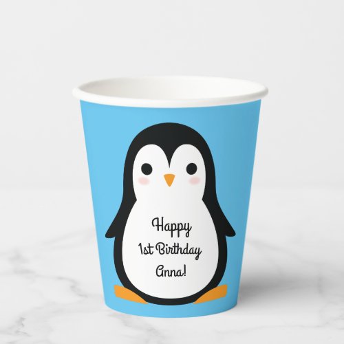 Penguin Cute Winter 1st Birthday Party Paper Cups