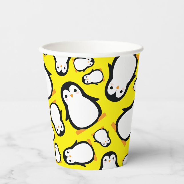 Penguin Cute Winter 1st Birthday Party Paper Cups (Front)