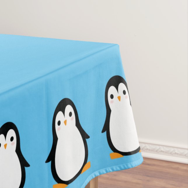 Penguin Cute Winter First Birthday Table Cloth (In Situ)