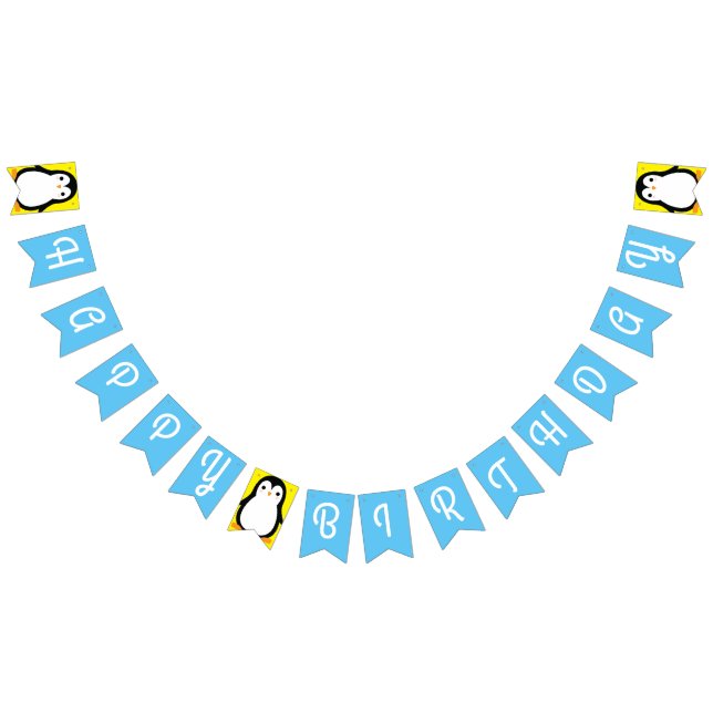 Penguin Cute Winter Happy Birthday Bunting Banner (All)
