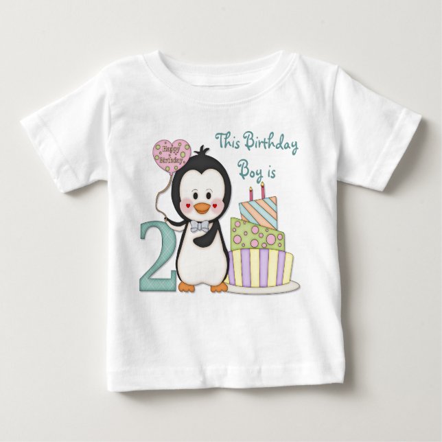 Penguin Cutie - Boy Second Birthday Baby T-Shirt (Front)