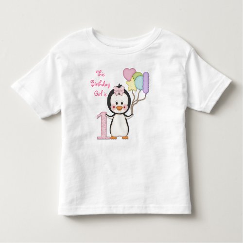 Penguin Cutie_ Girl First Birthday Toddler T_shirt