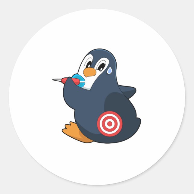 Penguin Darts Dart Dartboard Classic Round Sticker (Front)