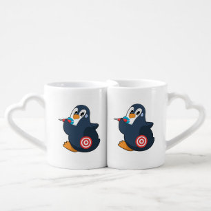 Penguin Darts Dart Dartboard Coffee Mug Set