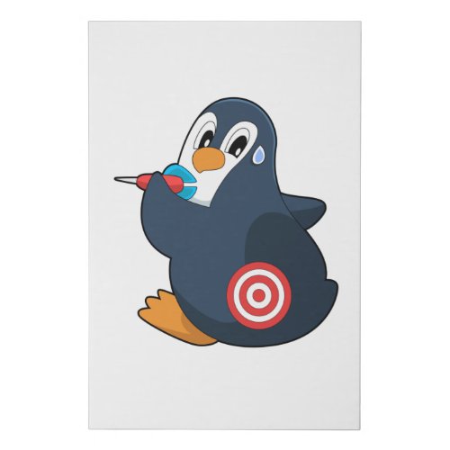 Penguin Darts Dart Dartboard Faux Canvas Print