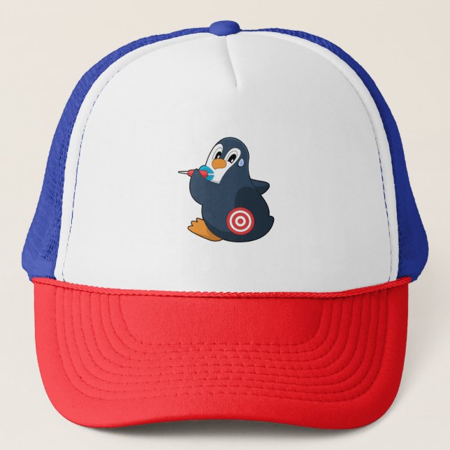 Penguin Darts Dart Dartboard Trucker Hat (Front)