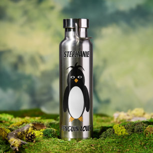 Penguin Design Any Colour Background Water Bottle