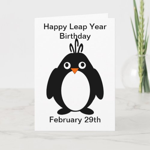 Penguin Design Leap Year Birthday Card