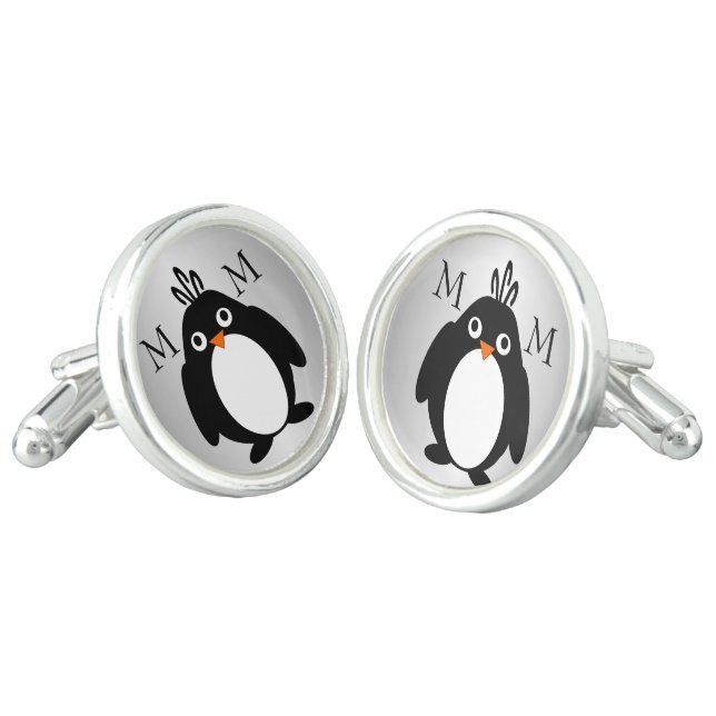 Penguin Design Personalised Cufflinks (Angled)