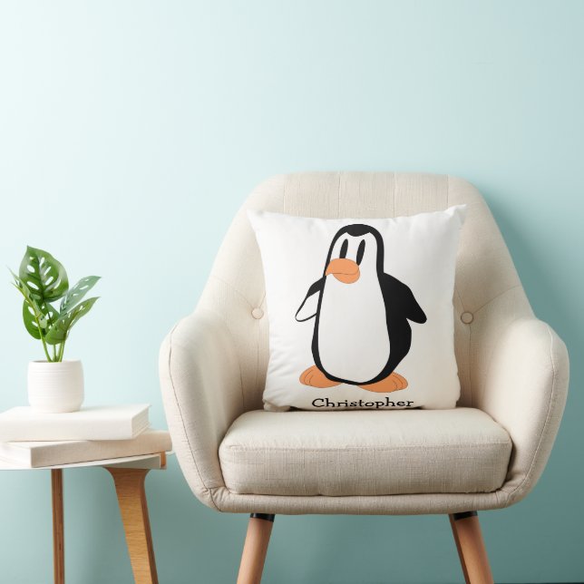 Penguin Design Personalised Throw Pillow (Chair)