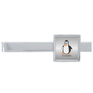 Penguin Design Silver Finish Tie Bar