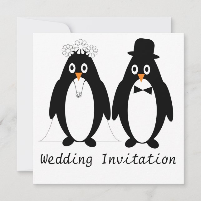 Penguin Design Wedding Invitation (Front)