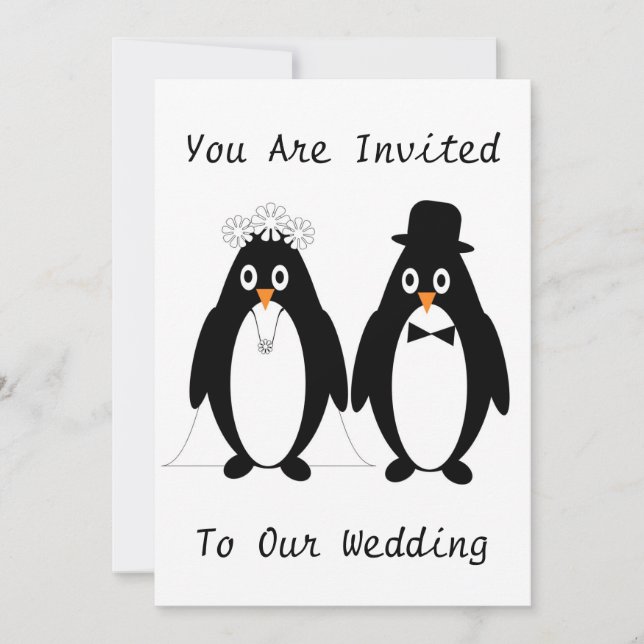 Penguin Design Wedding Invitation (Front)
